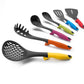 Set de 6 Utensilios de Cocina + Soporte Colorful | Nylon, Ergonómico y Stainless Steel
