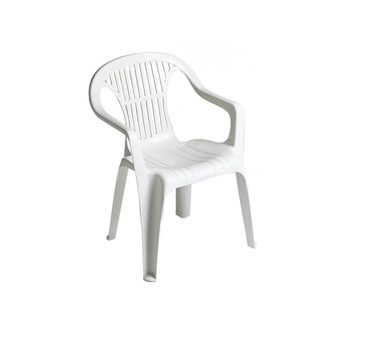 Silla de Terraza Resistente Apilable con Respaldo en Color Blanco