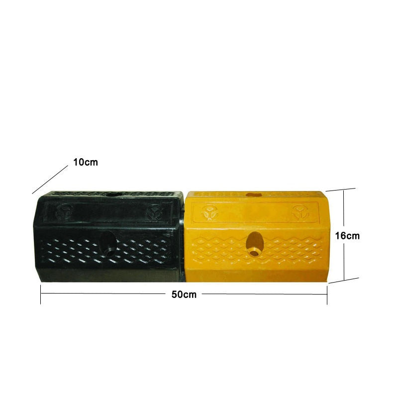 Tope de Coche para Aparcamiento, Tope de Goma para Parking, 50×16×10 cm, Señalizador y Delimitador de Estacionamiento, Barrera Limitadora de Rueda para Coches de Gran Resistencia y Flexibilidad, Amarillo y Negro