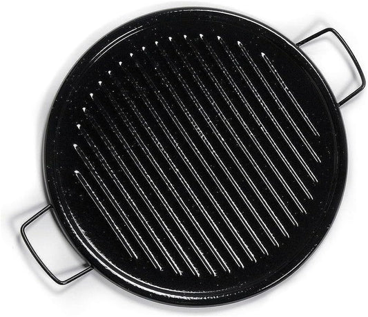 Plancha Asador Grill Esmaltado con Ranuras Color Negro 46 cm 2 Asas