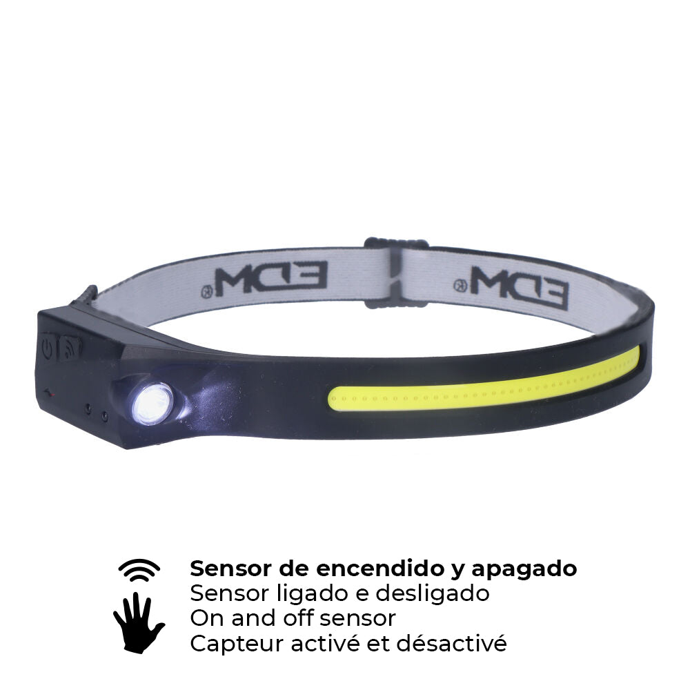 Linterna de cabeza led recargable con sensor de movimiento