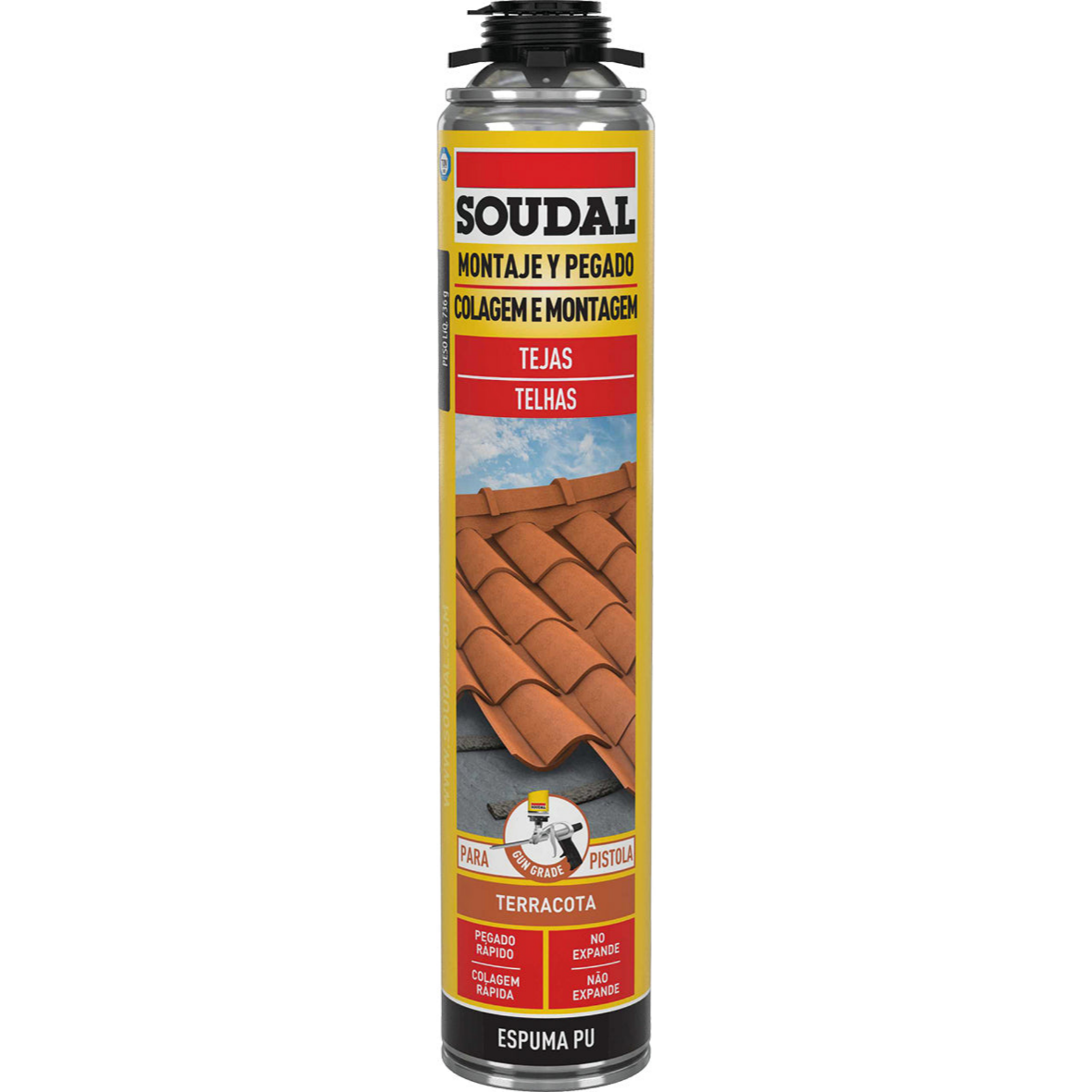 Espuma teja pistola Soudal: Caja 12 unidades